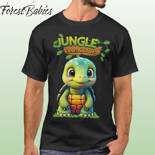 T-shirt Boîte de Tortue Caractère Animal Noir Mignon 🐢