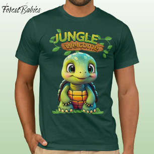 T-shirt Boîte de tortue mignonne Caractère d'animal vert �