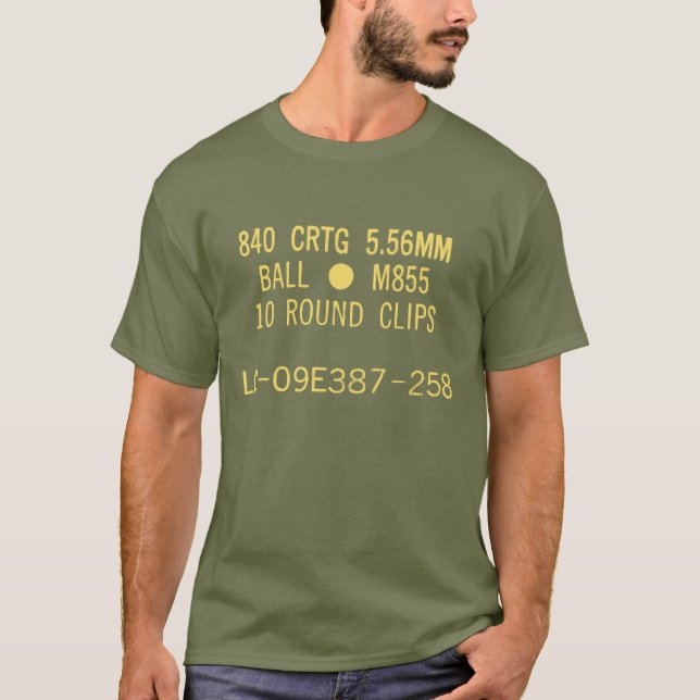 T-shirt boîte des munitions M855 de 5.56x45mm (Devant)