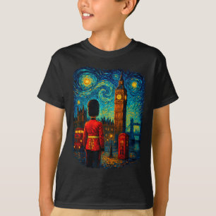 T-shirt Boîte téléphonique rouge de Londres sous la nuit é