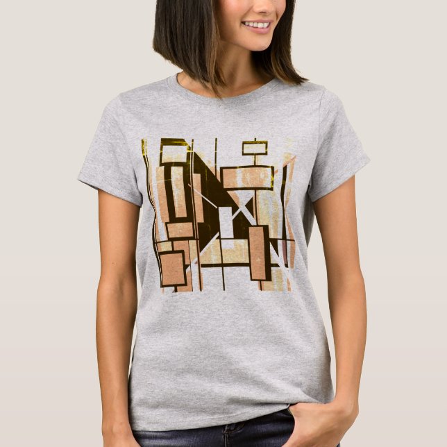 T-shirt Boîtes géométriques orange Brown d'inspiration MCM (Devant)