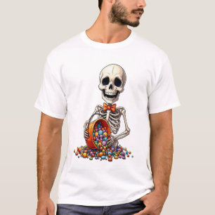 T-shirt Bol de bonbons squelette Halloween
