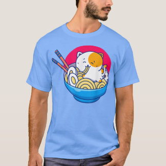 T-shirt Bol de ramen Kawaii Neko Cat Anime Nouilles Japona