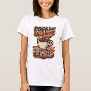 T-shirt Bold & Beautiful CAFÉ D'ABORD PUIS SAUVER LE MONDE