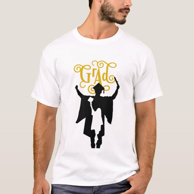 T-shirt Bold Graduation Silhouette with Flying Cap Joy (Devant)