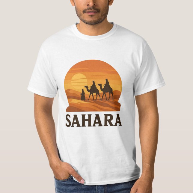 T-shirt Bold Orange Retro Vector Sahara Sunset Camion (Devant)