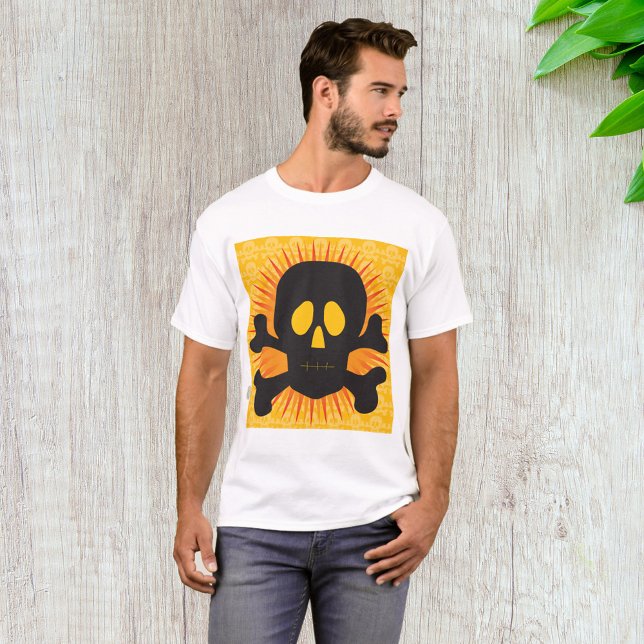 T-shirt Bold Skull and Crossbones with Orange Burst (Créateur téléchargé)