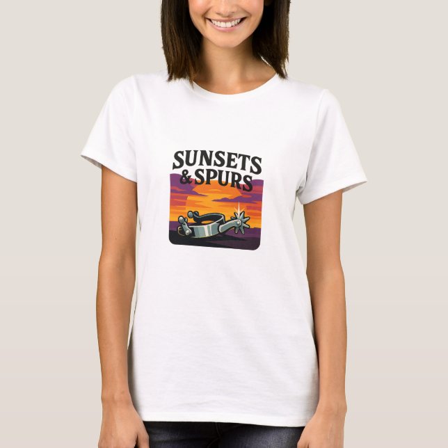 T-shirt Bold Sunset Purple Western Spurs Graphic (Devant)