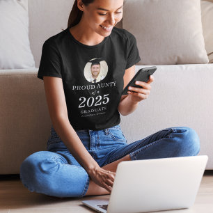 T-shirt Bold White Text Photo Fière Tante de 2023 Diplômé