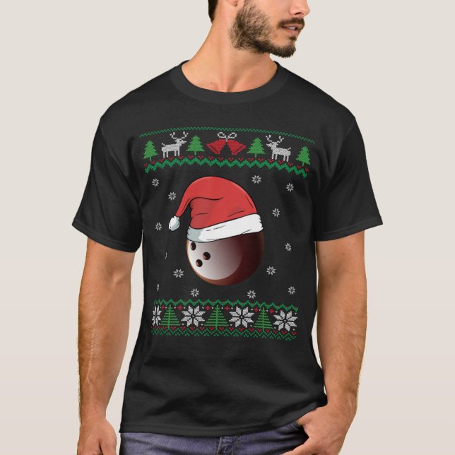 T-shirt Bolwing Ball Santa Hat Bowler Bowling Team Ugly Ch (Devant)