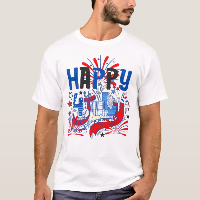 T-shirt Bon 4 juillet Fireworks USA-63261 (Devant)