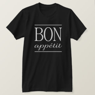 T-shirt BON APPETIT Typographie blanche Citation Texte Imp