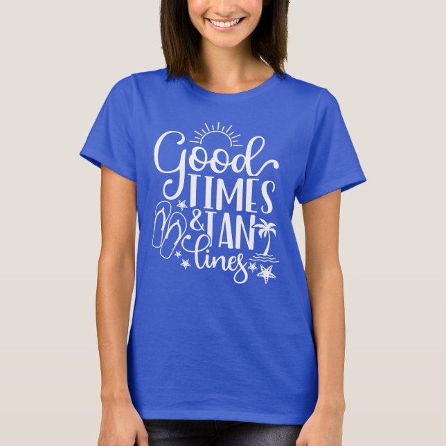 T-shirt Bon Moments Et Lignes De Tan, Vacances À La Plage (Devant)