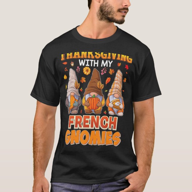 T-shirt Bon thanksgiving Avec Mon Enseignant Français Gnom (Devant)
