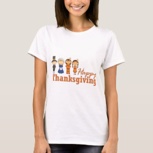 T-shirt Bon thanksgiving avec Pilgrim Amérindien