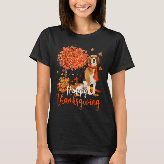 T-shirt Bon thanksgiving Beagle Et Arbre D'Automne Beagle  (Devant)