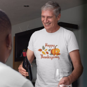 T-shirt Bon thanksgiving Citrouille Feuilles d'automne pla