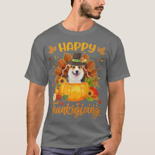 T-shirt Bon thanksgiving Corgi Chien Turquie Citrouille365