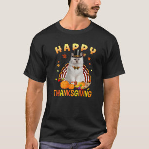 T-shirt Bon thanksgiving Cute Chat Blanc Turquie pèlerin H