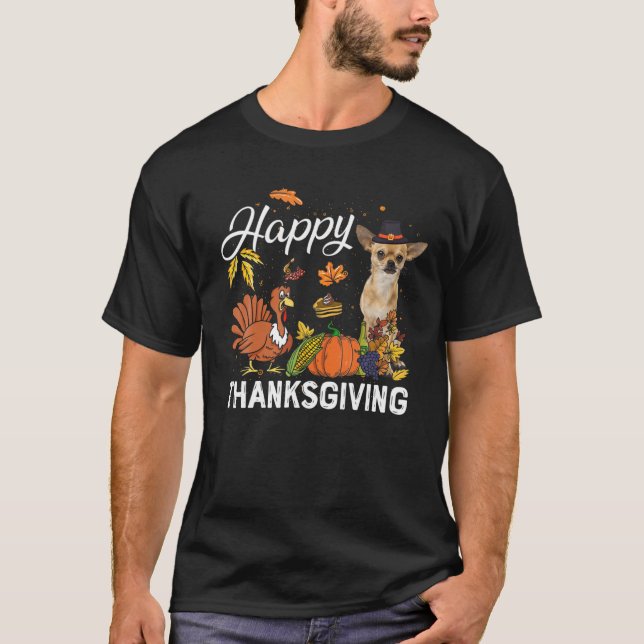 T-shirt Bon thanksgiving Cute Chihuahua Turquie Citrouille (Devant)