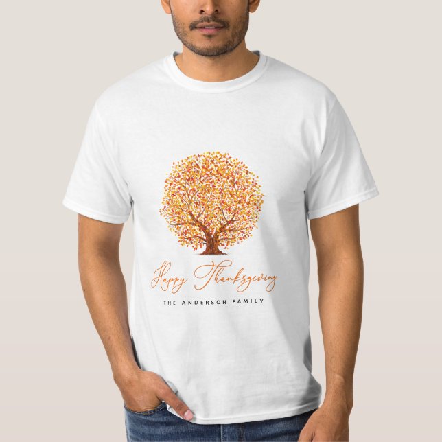 T-shirt bon thanksgiving d'arbres d'automne (Devant)