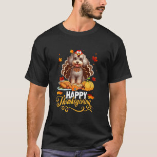 T-shirt Bon thanksgiving de dinde de canne mignonne Amoure