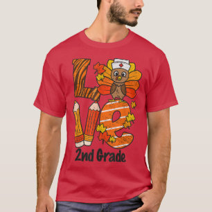 T-shirt Bon thanksgiving Love Enseignant de 2e année Turqu