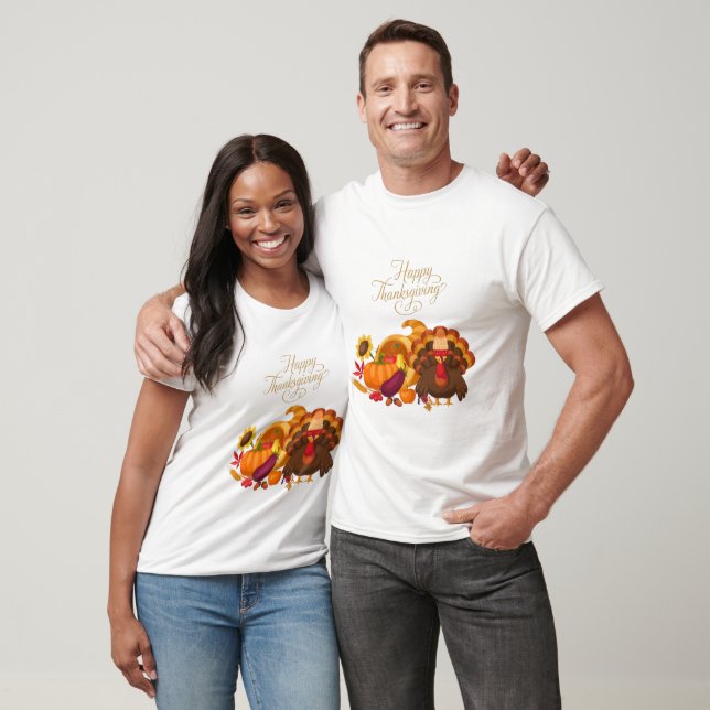 T-shirt Bon thanksgiving mignonne Turquie, corne de abonda (Unisexe)