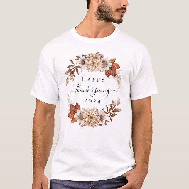 T-shirt Bon thanksgiving Rustic Fall Leaves (Devant)