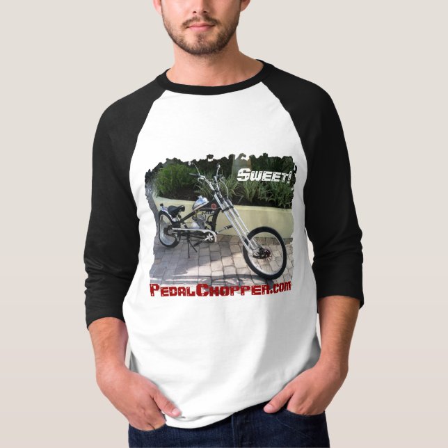 T-shirt Bonbon de pédale à vélo motorisé par couperet noir (Devant)