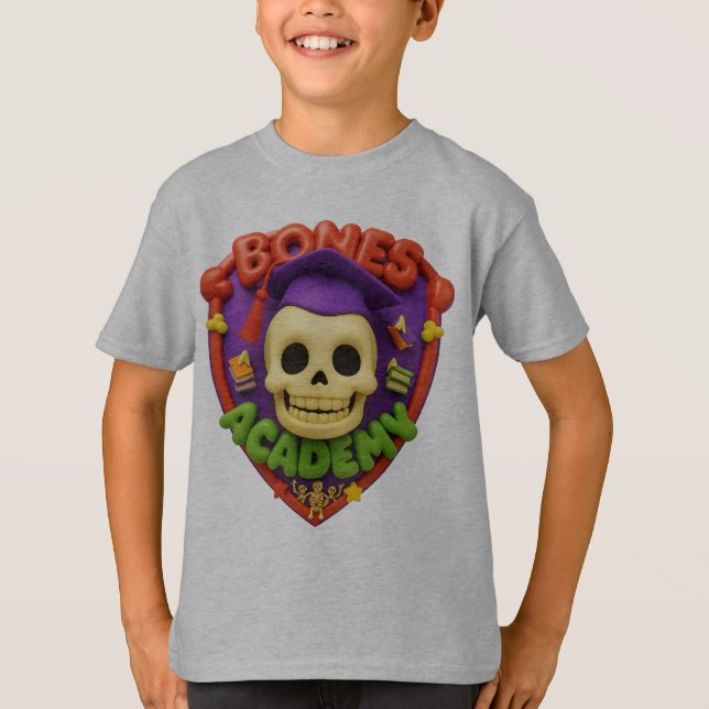 T-shirt Bones Academy avec l'école et les têtes d'os (Devant)