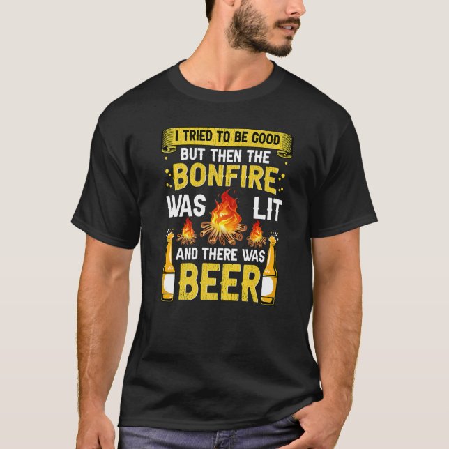 T-shirt Bonfire Party Bière Boire Camping Bonfire Crew (Devant)