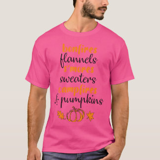 T-shirt Bonfires Flannels S'Mores's Camfeux et Citrouille