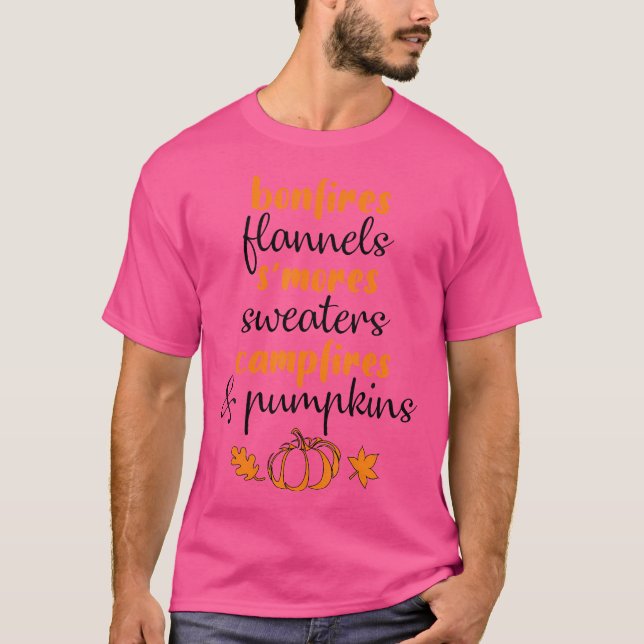 T-shirt Bonfires Flannels S'Mores's Camfeux et Citrouille (Devant)
