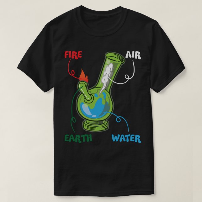 T-shirt Bong Elements Fire Water Earth Air THC Wekin Smoki (Design devant)