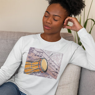 T-shirt Bongo Drum Musique Femme Manches Longue