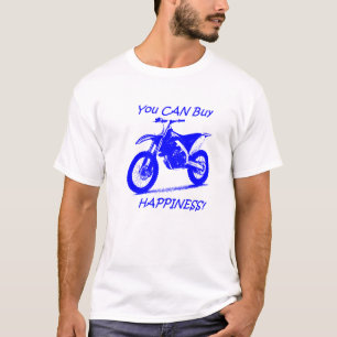 T-shirt Bonheur d'achat - bleu sur le blanc