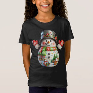 T-Shirt Bonhomme de neige avec seau sur la tête, Noël, Aut