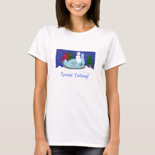 T-shirt Bonhomme de neige conduisant un traîneau
