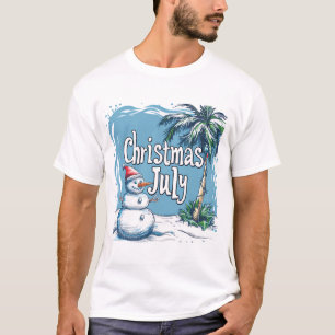 T-shirt Bonhomme de neige de Noël en juillet et modèle de 