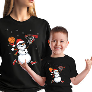 T-Shirt Bonhomme de neige drôle Santa : Slam Dunk Vacances