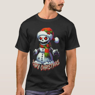 T-shirt bonhomme de neige effrayant, noël effrayant