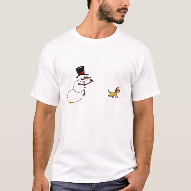 T-shirt bonhomme de neige et chien de h (Devant)