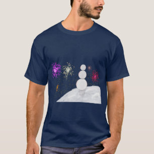 T-Shirt Bonhomme de Neige et Feux d'Artifice de la