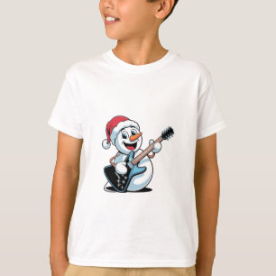 T-shirt Bonhomme de neige jouant de la guitare électrique