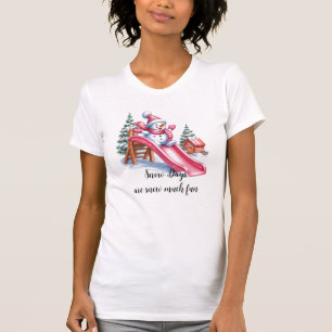 T-shirt Bonhomme de neige rose Fun Jours de neige