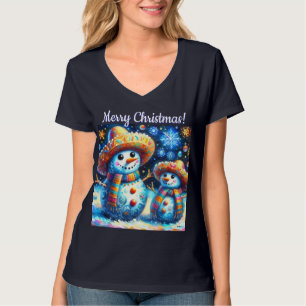 T-shirt Bonhommes de neige en art populaire mexicain perso