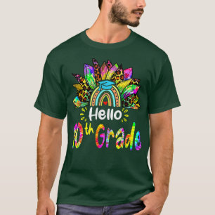 T-shirt Bonjour 10e année Arc-en-ciel teinture de tourneso