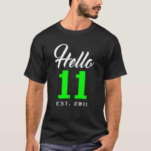 T-shirt Bonjour 11 Eleven Est 2012 11 Ans Oiseau Adolescen