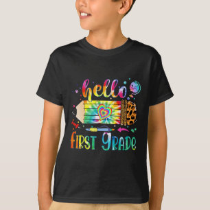 T-shirt Bonjour 1ère année Leopard Pencil Tie Dye Fun Reto